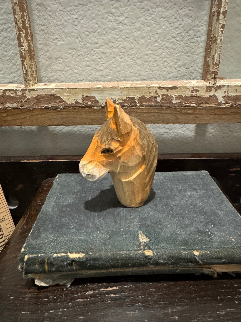 Hand-Carved Wooden Horse Head Sculpture - Natural Brown